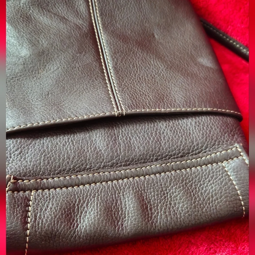 Tignanello Dark Brown Leather Crossbody Bag